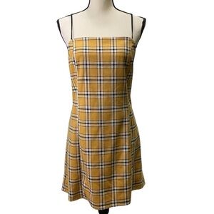 Urban Outfitters Mini Dress Sz Large Plaid Yellow Clueless 90s